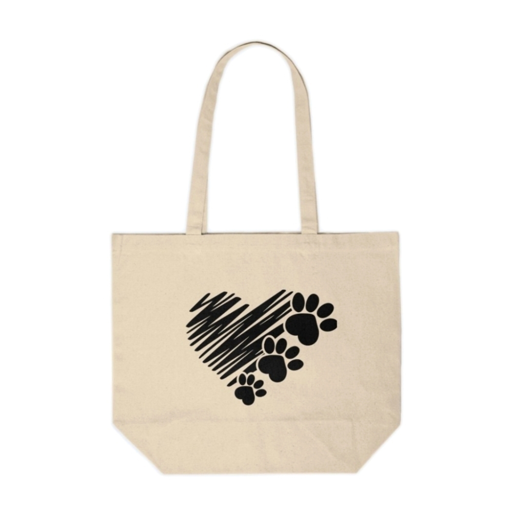 Heart Paw Print Custom Canvas Tote Bag